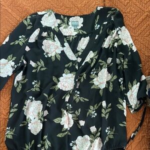 Soho Black and Cream Floral Blouse